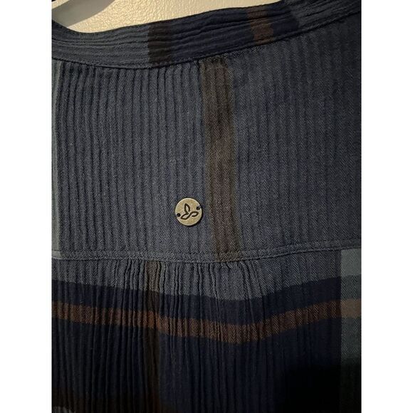 Prana Dress Womens XS Blue Plaid Long Sleeve Casual Drop Waist‎ Boho - Picture 6 of 6